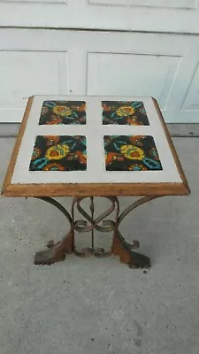 1920s Wrought Iron  Wood Spanish Revival California Pottery Tile Table Tudor D&m • $424