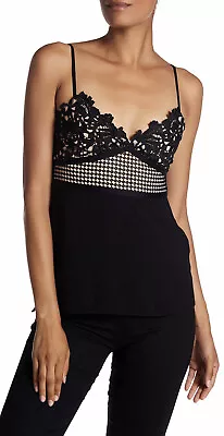 Theory Melaena T Elevate Crepe Lace Top Black  Size 4 $275 • $119