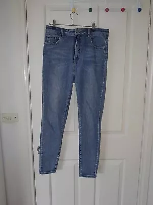 Decjuba D-Luxe Basics Jeans Size 14 Light Blue Wash Stretch Denim • $20