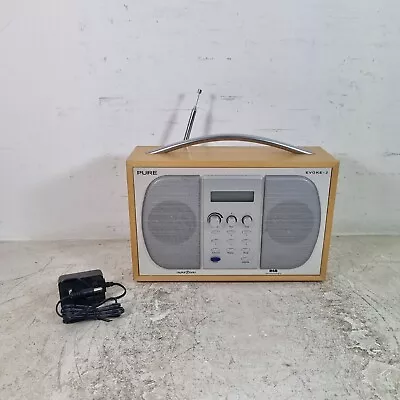 £39.99 • Buy Pure Evoke 2 DAB FM Radio With Power Cable, Wooden Finish, Tested And Working 