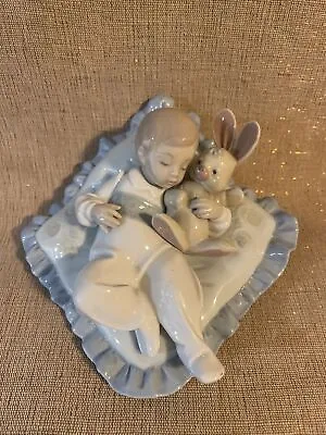 1990 LLADRO  Taking A Snooze  6791 Baby W/ Bunny & Book Figurine. Original Box • $119.95