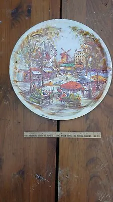 DAHER Decorated Ware Tin Tray Platter Moulin Rouge Paris Dutch Windmill Scene • $4.05