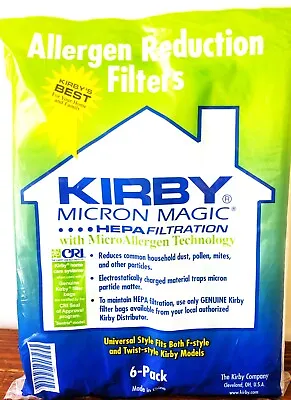 **NEW SEALED** KIRBY Micron Magic HEPA Filter Vacuum Bags F-Style 6-pack • $16.99