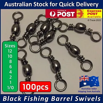 $15.95 • Buy Black Barrel Swivels - Trace Tackle Fishing Gear - 100 Packs