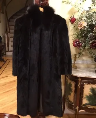 Stunning Dark/ Brown Mink Full Length Coat With Fox Tuxedo Full Length Collar M • $480