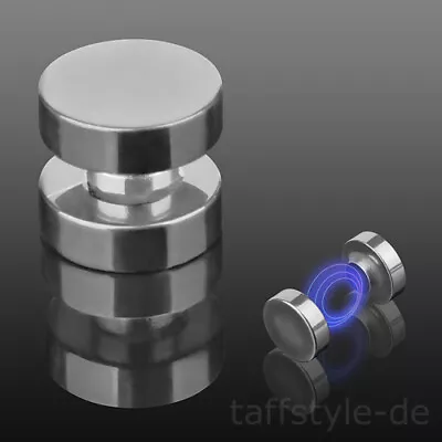 Magnet Fake Ear Plug Tunnel Piercing Dumbbell Stud Stainless Steel Silver Black • $4.87