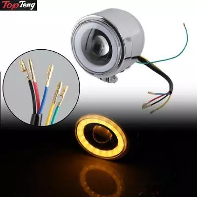 Universal Motorcycle LED Headlight Projector Lens ATV For Cafe Racer Yellow D • $25.61