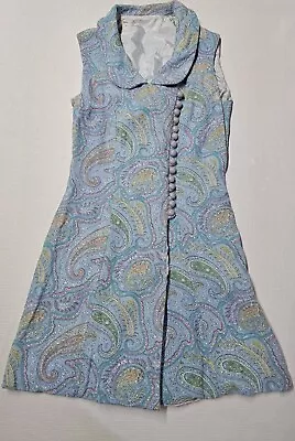 Petite Mod Paisley Blue Mini Dress Union Made  • $26.39