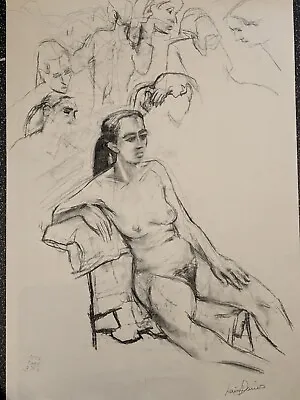 Vintage Large Original Pencil & Charcoal Drawing By Lewis Davies 1939-2010 Nude • £139.99