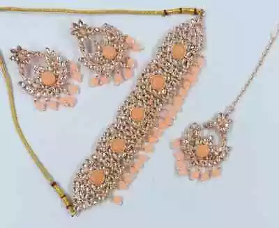 Jewelry Set Kundan Necklace Indian Bollywood Gold Plated Bridal Pearl Choker • $21.84