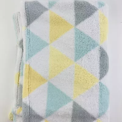 Little Miracles Yellow Gray Aqua White Plush Triangle Baby Blanket Costco 30x45 • $36