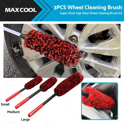 Set Of 3 Wheel Woolies Luxury Super Plush Soft Alloy Wheel Cleaning Brush Kit • $32.99