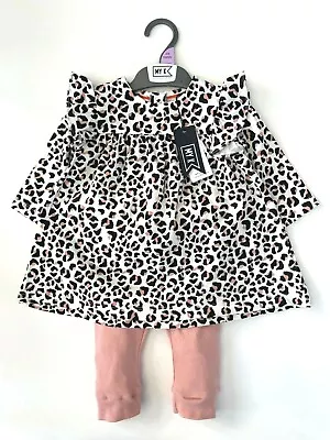 Baby Girls Leopard Ribbed Outfit MYLEENE KLASS Long Sleeved Legging Tunic Top • £6.95