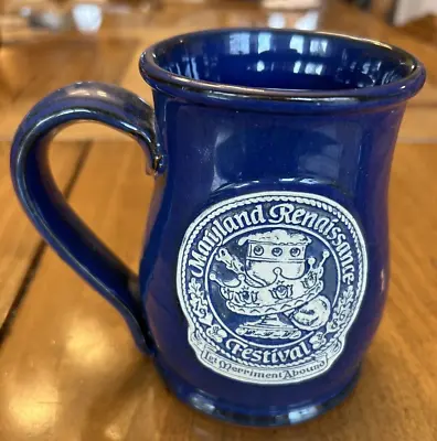 Maryland Renaissance Festival 1986 Blue Stoneware Mug Tankard Deneen Pottery Vtg • $17.95