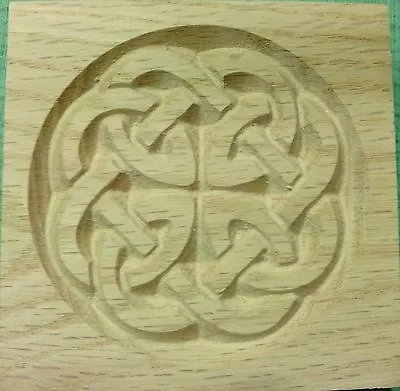 SET Of 4 Celtic  Dara Knot - Carved Plinth Block  4.5  X 7 X 3/4  Oak Pine MDF • £20.99