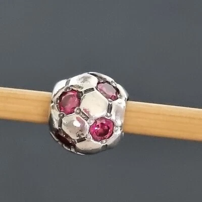 £25.11 • Buy Pandora Red Cubic Zirconia Soccer Ball Football Silver Charm 790444 Free Post