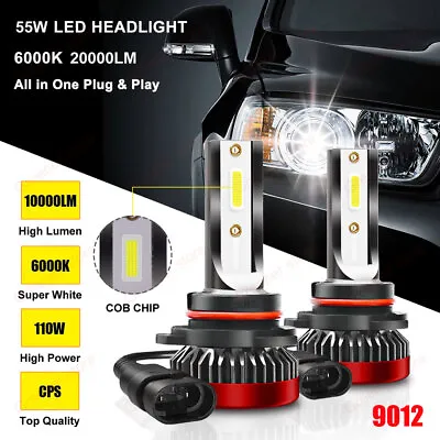 Pair 55W 9012 Hir2 Mini Car LED Headlight Lamps Bulb Xenon White 6000K 20000LM • $13.13