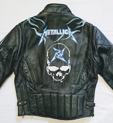 Metallica Hand Painted Leather Motorcycle Mens Jacket Size 42 • $450