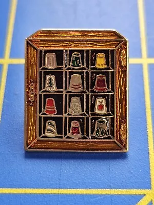 Sewing Thimble Collection Display Shelf Metal Lapel Pin Thimbler .75 X5/8  • $15