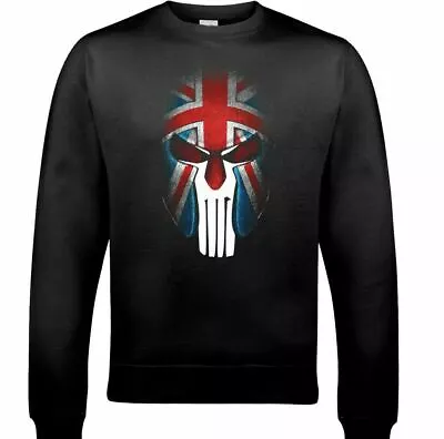 Spartan Skull Jumper Mens Gym Helmet Union Jack Flag MMA Training Sweatshirt • £20.49