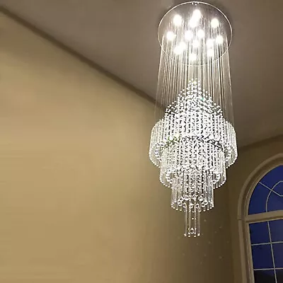 Modern Large Luxury Crystal Chandelier Lighting 18-Lights Raindrop Ceiling Light • $371.80