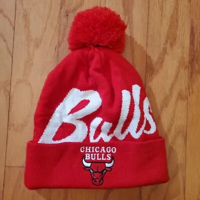 MENS CHICAGO BULLS HIGH 5 Mitchell & Ness Winter BEANIE HAT Red White • $16.95