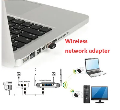 USB Wireless Network Adapter 2.4ghz WiFi Dongle 802.11 Laptop PC Netbook 150Mbps • £7.90