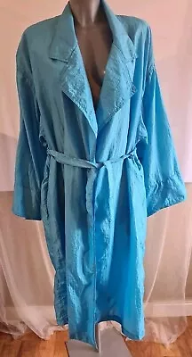 Ladies Size 14 Vintage Turquoise Polyamide Mackintosh Belted Long Coat Collared • £3