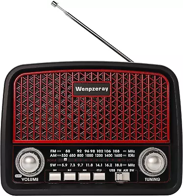 D-612 AM FM Shortwave Radio Portable Retro Receiver BT Speaker With USB/Micro... • $27.47