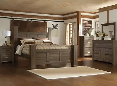 NEW King Poster Bedroom 5PC Rustic Oak Brown Vintage Barn Traditional B/D/M/N/C • $2599.99