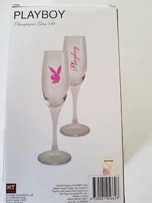 Playboy Champagne Glasses Set Of 2 NICELY GIFT BOXED • $24.95