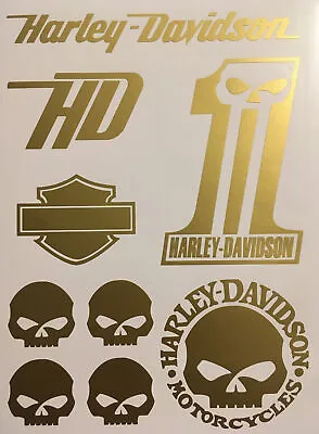 $19.99 • Buy Harley Davidson Stickers Set Gloss Gold Custom
