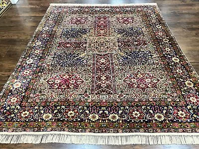 Kirman Lavar Rug 8x9 Antique Carpet Colorful 1920s Handmade Wool Rug 200 KPSI • $6930