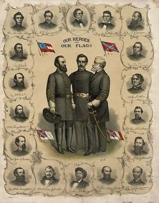 UNIQUE US Civil War Art: Our Heroes And Our Flags Painting 8 X 10  Print • $15.97