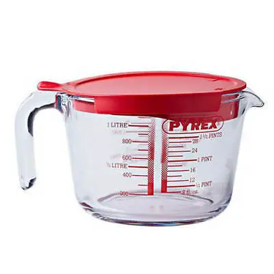 £12.99 • Buy Classic Pyrex Clear  Glass Measuring/Cooking Jug With Red Plastic Splash Lid
