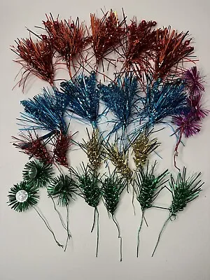 21 Vintage Christmas  Tinsel / Foil Fan Starburst Ornaments • $44