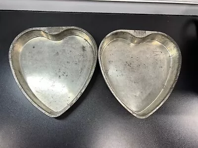 Vintage 2 EKCO Ovenex Heart Shaped Cake Pans Valentine Baking Chicago USA • $9.95