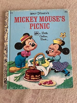 A Little Golden Book Walt Disney’s Mickey Mouse’s Picnic 1950 GC – A Pickle Jar! • $4.50