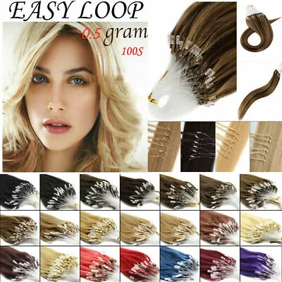 Micro Ring Beads Loop Tip Hair Extensions Micro Link Remy Brazilian Human Hair • $26