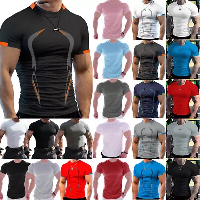 Bodybuilding Gym T-Shirt Mens Workout Shirt Muscle Tee Men Fitness Clothing Top❤ • $13.13