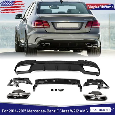 For 2014-2015 Mercedes E-Class W212 AMG E63 Style Rear Diffuser + Exhaust Tips • $329.97