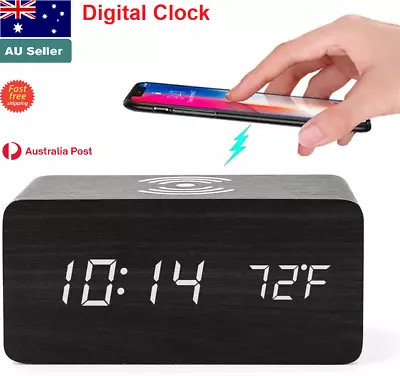 $39.49 • Buy Wooden Digital Clock LED Display Voice Control Alarm Temperature Assort Colour