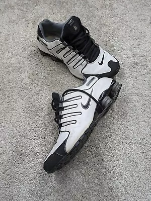 Nike Shox NZ Sneakers Mens Shoes 11.5 378341-101 White Black Leather Sneaker • $75