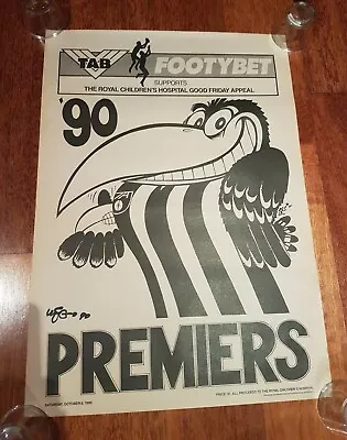 $150 • Buy WEG Signed 1990 Collingwood Magpies AFL VFL Premiership Poster Herald-Sun 