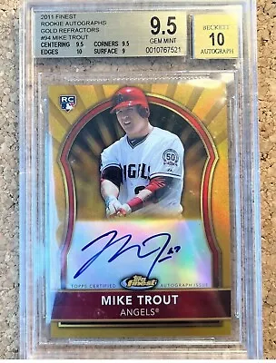 2011 Finest Mike Trout RC Gold Refractor Auto  #/75 Rookie • $14000