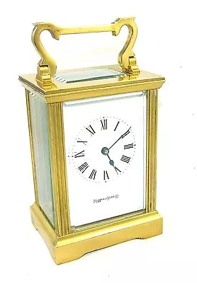 MAPPIN & WEBB Brass Carriage Mantel Clock Timepiece With Key  Working Order (54) • $435.82