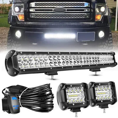 For 04-14 Ford F150/SVT Raptor Hidden Bumper 22  LED Light Bar+4  Fog Lights Kit • $49.59