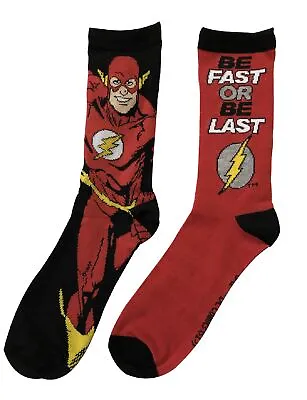 The Flash Be Fast With Symbol DC Comics 2-Pack Crew Socks • $12.95