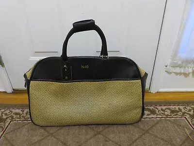 T.Anthony New York Leather & Jacquard Yellow & Black Rolling Carry On NICE! • $75