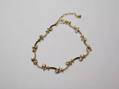 A246-vintage Bracelet/anklet~gold Tone/stones~8.5 -10.5 ~vine Look • $7